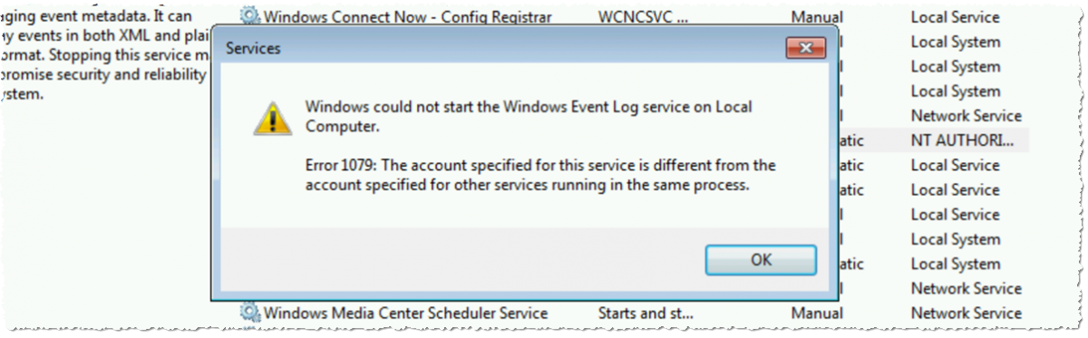Windows Audio Service Error 1079